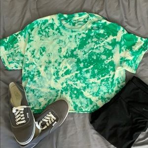 Custom green bleach dyed crop top!